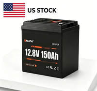 Batterie LiFePO4 12V 150Ah avec BMS, stock UE/US, pour moteur de pêche à la traîne, camping-cars, camping hors réseau, 4P4S
