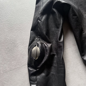 Новое поступление мужская Тонкая Стильная черная винтажная кожаная куртка из натуральной овчины дубленое винтажное черное пальто - Product Image 4