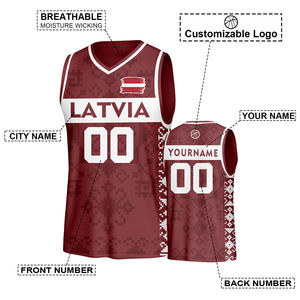 Camiseta <span class=keywords><strong>de</strong></span> Baloncesto Sublimada Personalizada <span class=keywords><strong>de</strong></span> la <span class=keywords><strong>Mejor</strong></span> Calidad, Nombre del Equipo y Número, Equipo Universitario, Práctica, Transpirable - Product Image 2