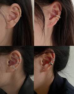 10 paires de boucles <span class=keywords><strong>d</strong></span>'oreilles en acier inoxydable, clip <span class=keywords><strong>d</strong></span>'<span class=keywords><strong>oreille</strong></span> hélix, cartilage, enveloppant, faux anneau de nez, non-perçant, réglable - Product Image 3