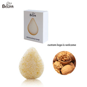 Éponge naturelle en konjac biologique Belifa, en forme de coquille, pour le corps et le visage, nettoyage en profondeur, exfoliation, noix de Grenoble, avec boîte - Product Image 6