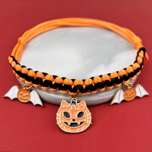 <span class=keywords><strong>Collar</strong></span> para mascotas de Halloween tejido a mano pequeño perro/gato adorno colgante poliéster suave con cintas sólidas estilo de joyería Original - Product Image 2