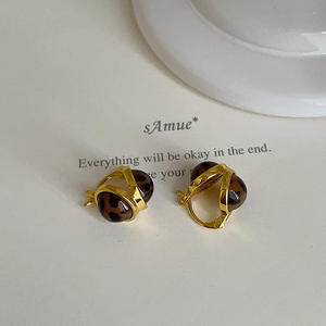 Pendientes de Clip de Plata de Ley 925 con Doble Ágata Negra Redonda, Joyería Fina para Niñas, Regalos - Product Image 3