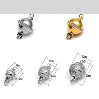Diamant Fantaisie Boule Sac Fermoir Pendentif Or Jaune Rempli Collier 925 Sterling Argent Zircon Fermoirs pour Bracelet Serrure Diy Making
