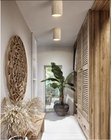 Lustre moderne en travertin jaune avec base en bois, style Wabi Sabi, surface en pierre de grotte, monté en surface, CRI 90 élevé, indice de protection IP20, éclairage modulable pour maison et bureau