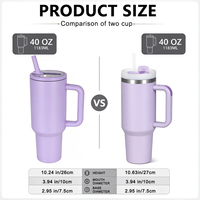 Gobelet isotherme en acier inoxydable de 40 oz avec logo personnalisé, paille rabattable, anti-fuite, isolation sous vide et poignée – Vente en gros