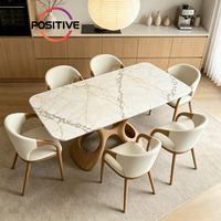 Table à manger moderne en marbre avec pieds en bois, meubles de salle à manger rectangulaires, style nordique, projet hôtelier, fabrication OEM, directement de l'usine