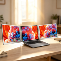 Moniteur d'affichage portable à double écran, grand écran de 16 pouces, électronique grand public, connexion par 1 seul câble, moniteur LCD pour Windows et Mac