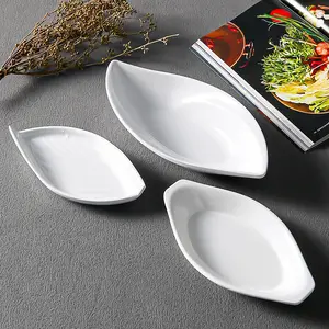 High Quality Melamine Dinner Plate White Oval Boat Shaped Melamine Japanese Sashimi Dish