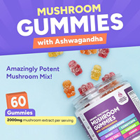 Gummies aux champignons avec Ashwagandha, Turkey Tail, Cordyceps et Lion's Mane, formule super énergisante, marque privée OEM