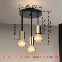 Lampe suspendue industrielle vintage à 3 têtes, luminaire de plafond noir avec ampoules apparentes pour restaurant, café, bar, loft