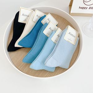 HEHE Logo personnalisé Chaussettes Femmes D'été Blanc <span class=keywords><strong>Bas</strong></span> Mince Moyen Tube <span class=keywords><strong>Bas</strong></span> Ins Morandi <span class=keywords><strong>Bleu</strong></span> Clair D'été Pile <span class=keywords><strong>Bas</strong></span> - Product Image 3