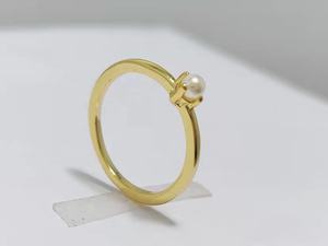 Bijoux Minimalistes Perle D'eau Douce Ronde <span class=keywords><strong>Solitaire</strong></span> 1 Gramme Or 9K Petite Filles Bagues Style Simple <span class=keywords><strong>Prix</strong></span> - Product Image 4