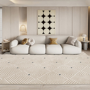 Thảm trải sàn giả len in 3D bán buôn năm 2025, dày dặn, mềm mại, phong cách Bắc Âu đơn giản, sọc hiện đại, dành cho phòng khách - Product Image 3