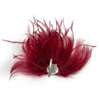 Bros Pin Bulu Burung Unta Merah Anggur untuk Wanita, Pria & Anak Perempuan - Aksesori Elegan untuk Pesta Pernikahan, Tari & Pertunjukan