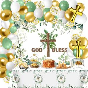 مجموعة لوازم حفلات تعميد مخصصة من الله ، مناديل ، أوعية خضراء للأوكاليبتوس ، ديكور استحمام الطفل بالتواصل الأول - Product Image 2