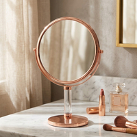 Tendances de la mode, miroir cosmétique de bureau personnalisé, double face, rond, en métal, finition chromée