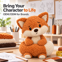 Fabricant OEM ODM de jouets en peluche personnalisés : Peluche renard orange avec queue touffue et visage brodé, marque privée, approvisionnement en gros