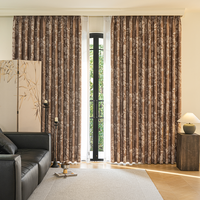 Rideaux occultants marron Branch Whisper, draperies à plis froncés crème à motifs floraux pour salon, style minimaliste, vente en gros au mètre