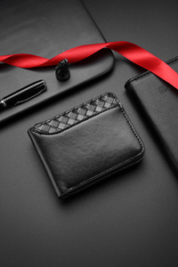 Nueva Cartera Corta para Hombre, Moderna con Detalles Tejidos, Cierre de Cremallera, Estilo Europeo, Tarjetero de Cuero PU, Venta al Por Mayor - Product Image 6