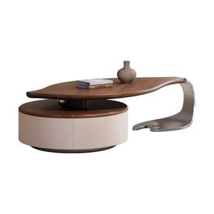 Tavolino <span class=keywords><strong>da</strong></span> Caffè Moderno a Forma di Foglia in Impiallacciatura di Noce, Lusso Leggero per Soggiorno, Nuovo Design Speciale - Product Image 6