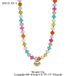 ベストセラーのクロスとヤシの木のペンダントネックレス、ビーズ付き、316Lステンレススチール製、18Kゴールドメッキ、スタイリッシュで防水のジュエリー - Product Image 3