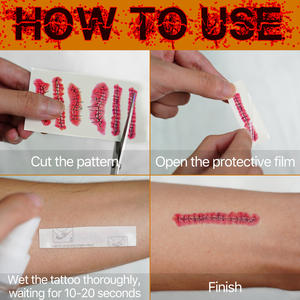 สติ๊กเกอร์รอยแผลเป็น<span class=keywords><strong>ปลอม</strong></span>แบบกันน้ำสำหรับแต่งหน้าฮาโลวีน งานแฟนซี แกล้งขำขัน รอยแผลเป็นเลือดปลอมเหมือนจริง - Product Image 5
