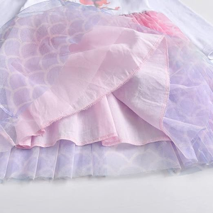 Robes pour filles et enfants personnalisables ODM, respirantes, lavables, à manches longues, à plusieurs couches, en dentelle, imprimées sirène <span class=keywords><strong>princesse</strong></span> - Product Image 3