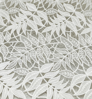 Tissu de dentelle chimique guipure soluble dans l'eau, broderie ajourée, motifs de feuilles botaniques élégantes, pour robe de mariée