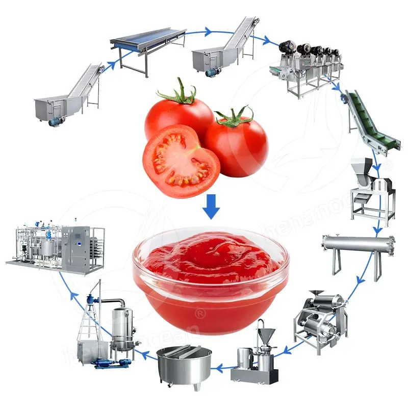 महासागर स्वचालित टमाटर प्रक्रिया मशीन छोटे टमाटर पेस्ट उत्पादन लाइन केचप बनाने की मशीन की कीमत