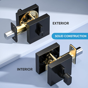 Cerradura de Alta Seguridad Impermeable Antirrobo de Aleación de Zinc Negro Mate, Cilindro Único Cuadrado, Grado ANSI 3, 3 Llaves, para Hogar/Hotel - Product Image 2
