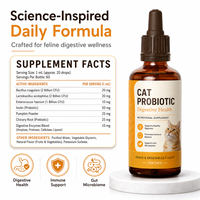 Gouttes Probiotiques pour Chats : Soutien Digestif avec Enzymes et Prébiotiques pour l'Estomac Sensible et le Bien-être Intestinal