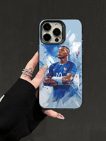 Coque d'iPhone avec impression artistique de stars du football français, coque anti-chute en aquarelle pour les fans, coque de téléphone personnalisée, coque pour iPhone 15 Pro Max