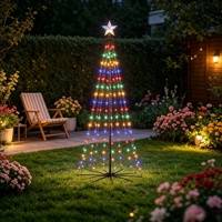Sapin de Noël pliable avec lumières LED et étoile décorative, décoration festive intérieure et extérieure pour la maison et le jardin