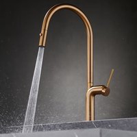 Robinet de cuisine de luxe en laiton massif avec douchette extractible, finition or brossé, pour projets de cuisine d'appartement moderne, commande en gros