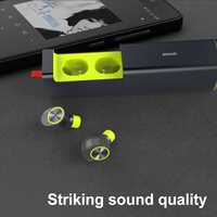 PYJ earbud nirkabel Tws klasik 5.0, earphone nirkabel asli dengan casing pengisi daya baterai dan Headphone