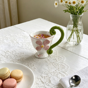 Tazza da <span class=keywords><strong>Caffè</strong></span> in Ceramica Floreale Vintage, Tazza Dipinta a Mano con Manico a Spirale per Tè, <span class=keywords><strong>Caffè</strong></span>, Arredamento Casa - Product Image 4