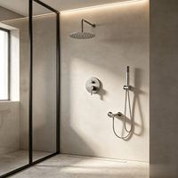 Nouvelle conception de pomme de douche murale en laiton à poignée unique, ensemble de douche rond de 8 pouces, anti-corrosion, haute pression, effet pluie