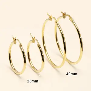 Custom Big Light Weight 25mm 40mm 925 Sterling Silver Jewelry 18K Gold Plated Circle Hollow Tube Women Large Hoop Earrings