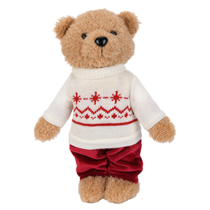 Snowflake Knit Sweater Teddy Bear Plush Standing Bear <b>Doll</b> for Winter Nordic Home Decor Wholesale - Product Image 1