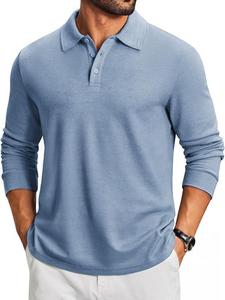 Polo de manga larga para hombre, informal, corte clásico, 3 botones, tejido de punto, ligero, tipo jersey. - Product Image 6