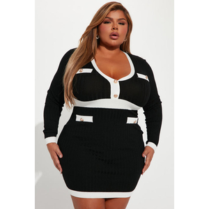 <span class=keywords><strong>Abito</strong></span> in maglia ispessita abbinato a <span class=keywords><strong>un</strong></span> cappotto per l'autunno e l'inverno <span class=keywords><strong>abito</strong></span> maglione con scollo a V aderente <span class=keywords><strong>di</strong></span> fascia alta da donna Sense - Product Image 4