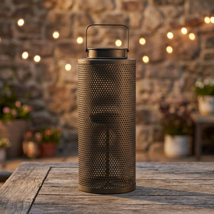 Linterna de metal negro alto moderno con diseño de malla de alta calidad mejor acabado interior y exterior decoración de Navidad portavelas tarros - Product Image 1