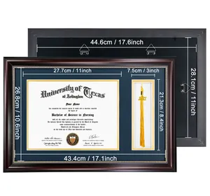 Individueller 8,5 × 11 × 14 A4 Graduierungsfoto Zertifikate Dokument Diplomrahmen mit Quaste