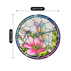 Decoración de Mesa Personalizable con Libélula Art Deco en Vidrio Emplomado, Atrapasoles y Adorno Cristalino de 25 cm - Product Image 2