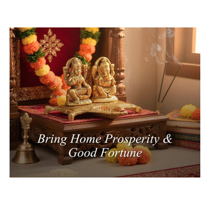 Lakshmi Ganesh Diya pour la salle de prière, le temple domestique, lampe à huile en métal artisanale avec des figures de divinités, finition dorée soigneusement sculptée - Product Image 3