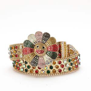 Ceinture en cuir de crocodile avec boucle couronne personnalisée de luxe Fanbin Factory pour femmes et hommes avec strass en cristal diamant - Product Image 2