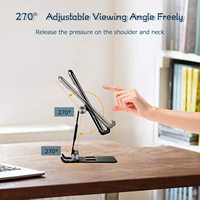 Support pliable 3-en-1 en aluminium pour téléphone et tablette, idéal pour lit, bureau, avec base antidérapante, portable et réglable, compatible avec tous les appareils Android
