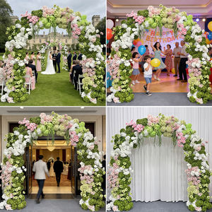 Arco de Flores Artificiales Moderno y Realista, Hecho a Mano con Seda Verde y Rosa, Personalizable, Resistente al Agua, para Decoración de Bodas - Product Image 2