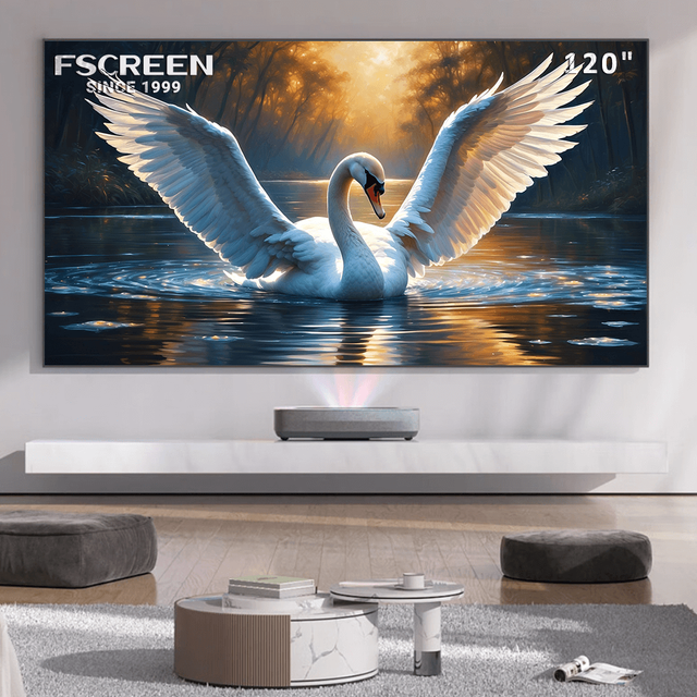 Fscreen Aura Series Fresnel ALR Hard Panel 120 Inch UST Projector Screen 8K UHD Laser TV 16:9 Wall-mounted